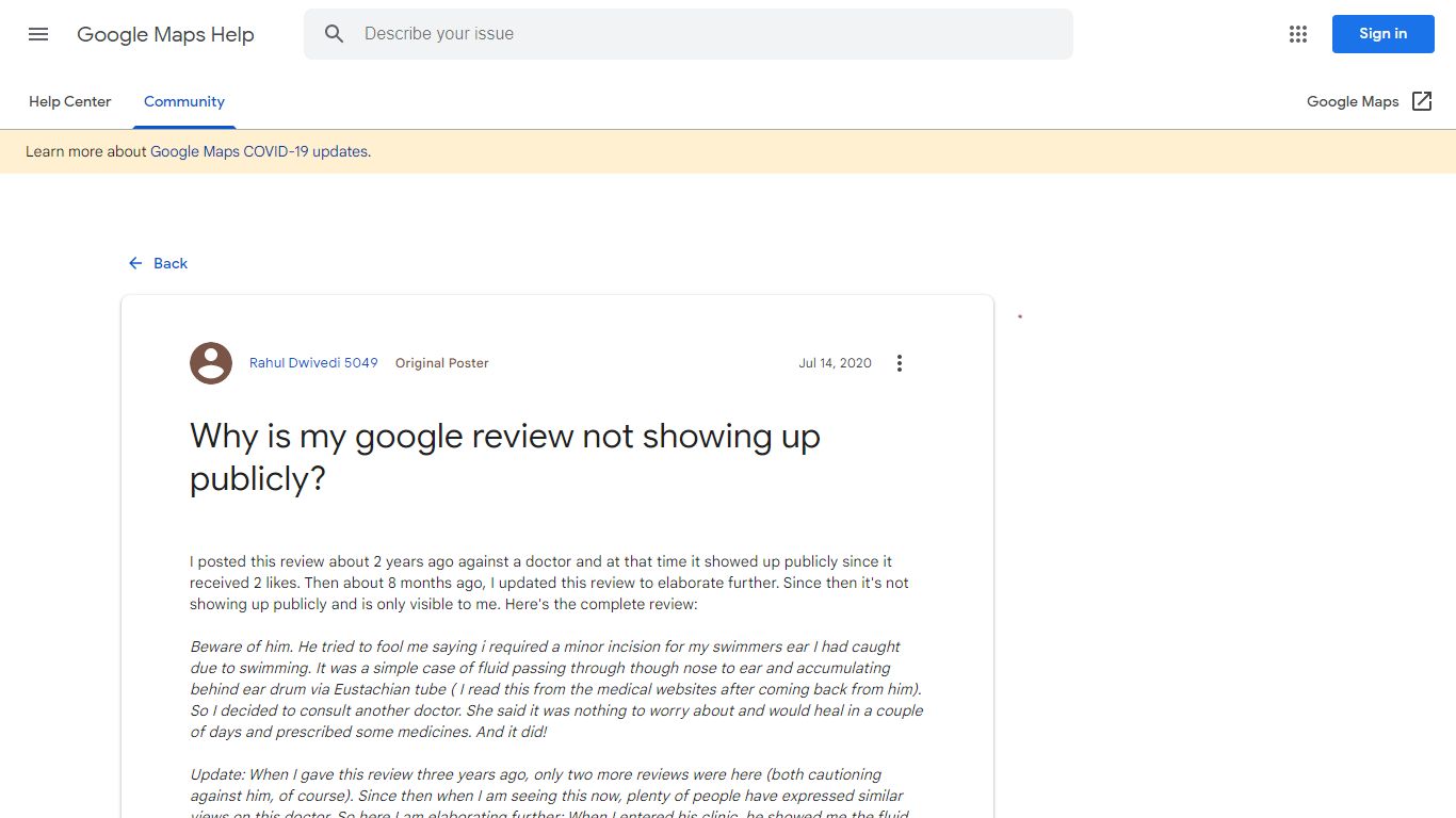 Why is my google review not showing up publicly? - Google Maps Community